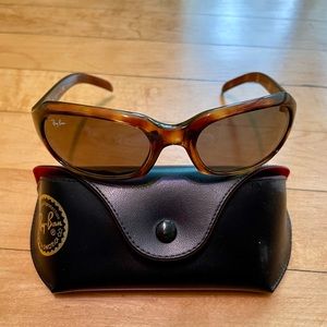 Vintage Ray-Ban Tortoise Wrap Sunglasses with Original Case